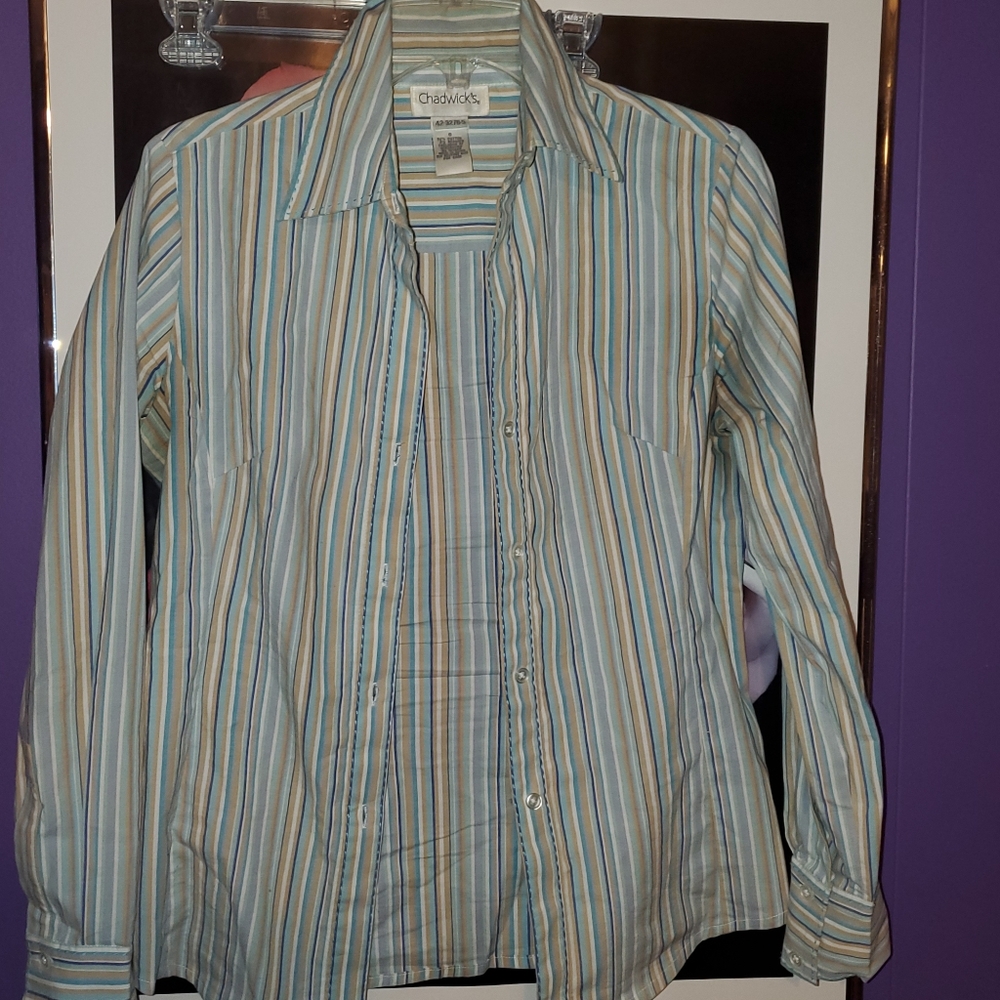 Chadwicks Stretch Striped Button Down Top 6